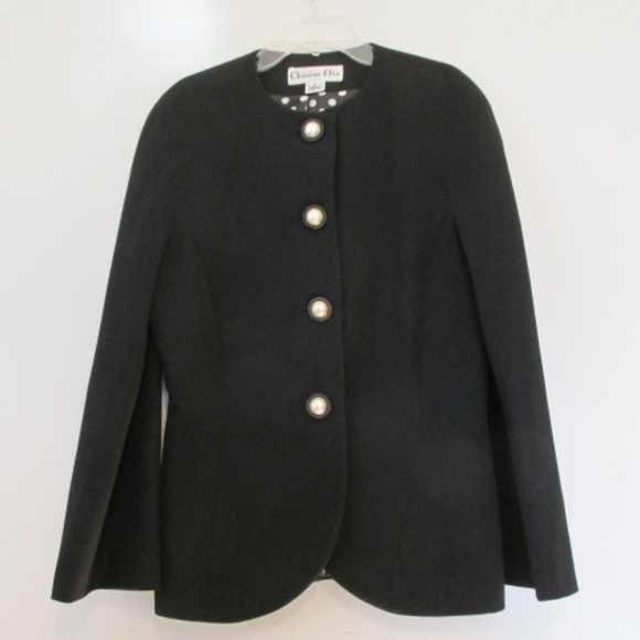 Christian Dior Vintage Black Tailored Jacket, Size 2 - Picture 1 of 7